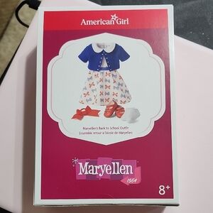 American Girl Maryellen Back to School Outfit Ensemble dress red shoes socks bow